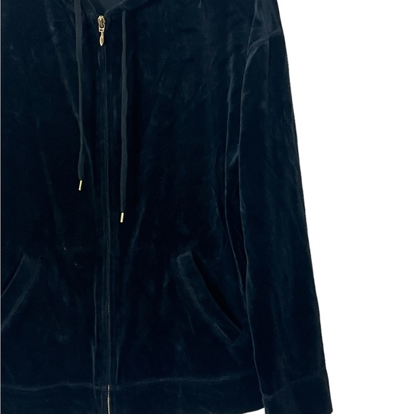 Jones New York | Black velour full zip front athletic hoodie sweatshirt … - Picture 4 of 11